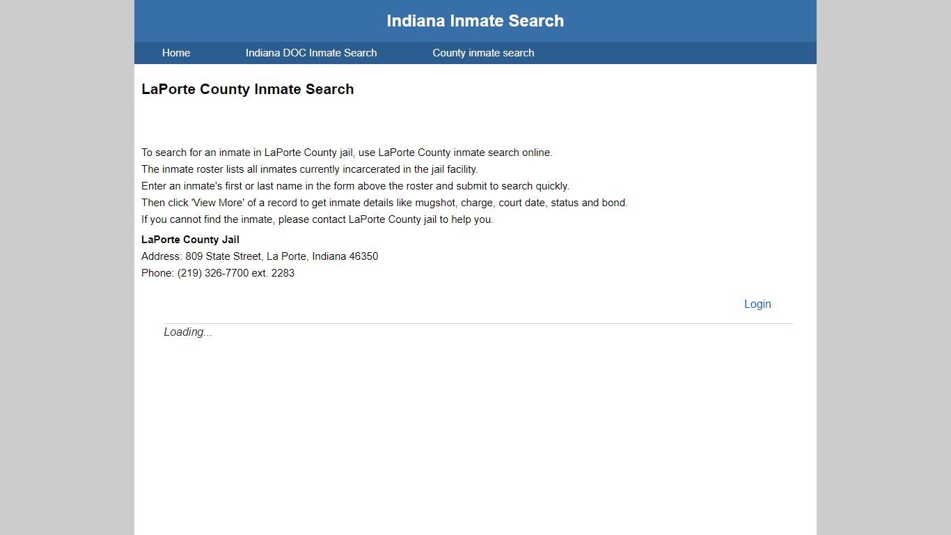 LaPorte County Jail Inmate Search - Indiana Inmate Search