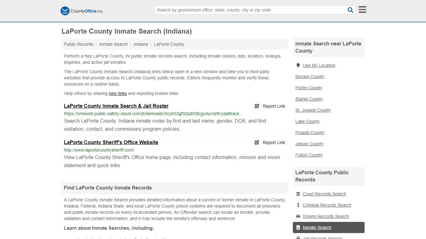 Inmate Search - LaPorte County, IN (Inmate Rosters & Locators)